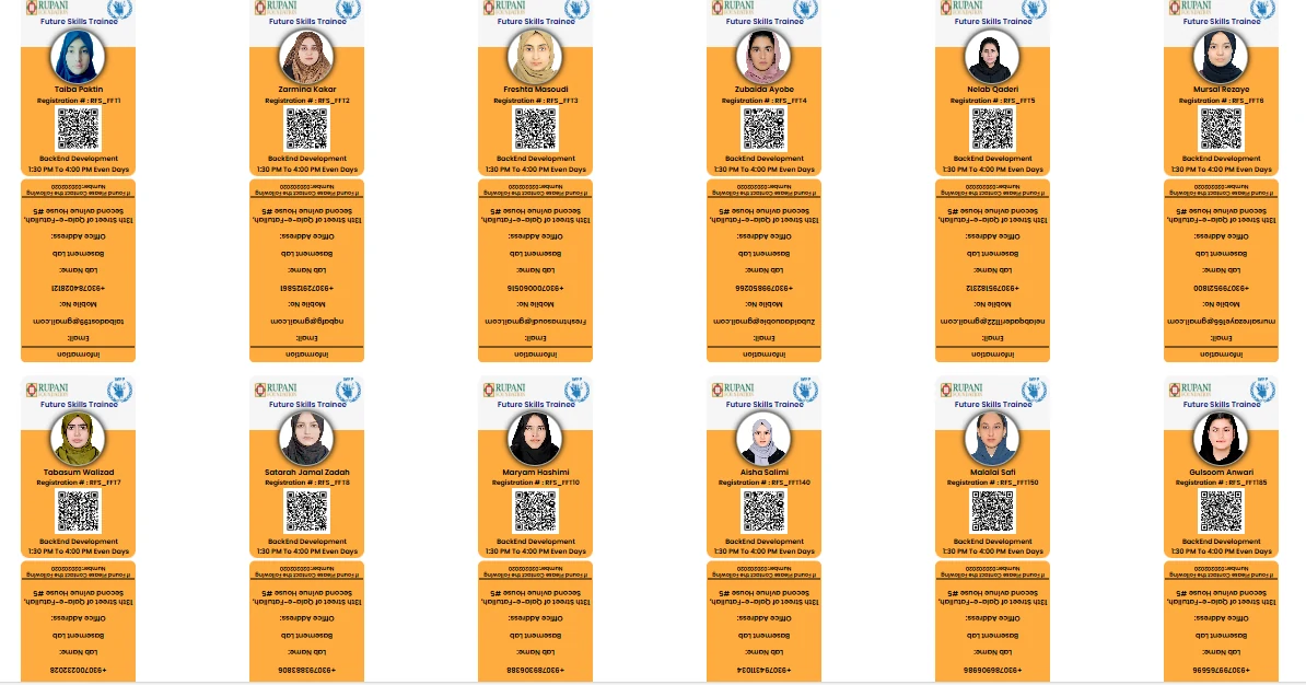 QR-based trainee identity cards