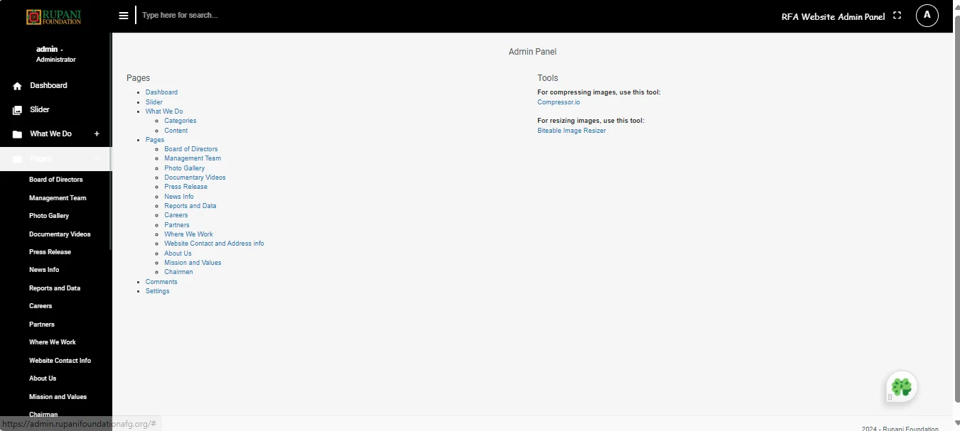 Rupani Foundation Afghanistan Website, API & CMS screenshot 3