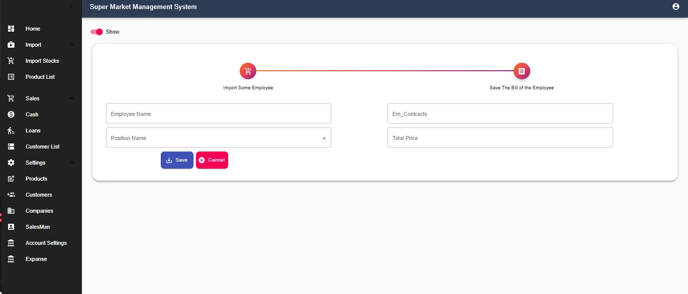 Rizq Halal Supermarket MIS interface preview