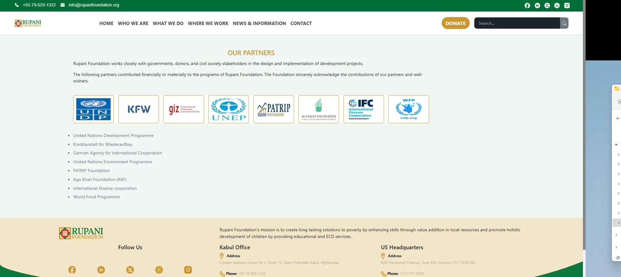 Rupani Foundation Afghanistan Website, API & CMS screenshot 2